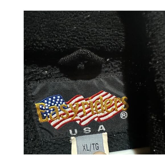 Vintage 90s Easyriders Fleece Jacket Adult Sz XL Black Full Zip Mens Embroidered - Picture 3 of 5